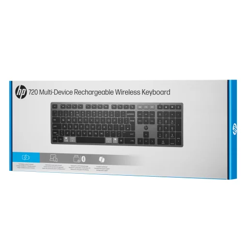 Клавіатура мембранна HP 720 Multi-Device Rechargeable, 109key, WL/BT, EN/UK, чорний
