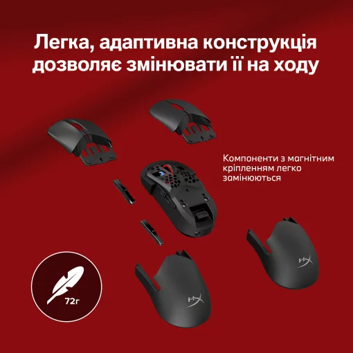 Миша HyperX Pulsefire SAGA PRO, RGB, USB-A/WL/BT, чорний
