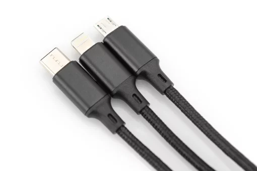 Кабель DIGITUS USB-A > Lightning/USB-С/micro USB, мультизарядний 3-в-1, заряджання/синхронізація 1м, чорний