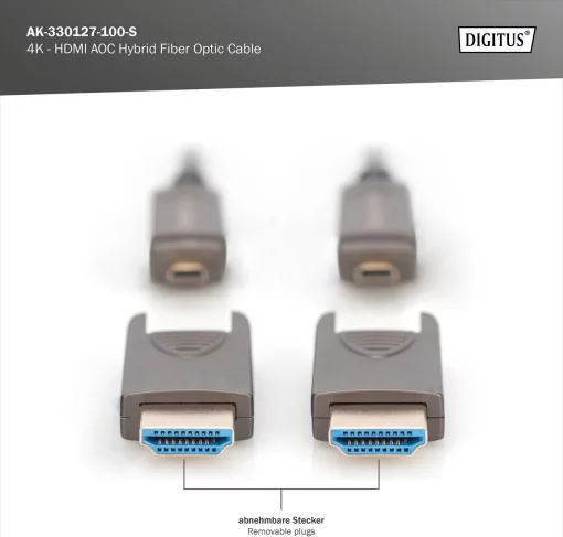Кабель DIGITUS HDMI (M/M), 4K, AOC, 10м, чорний