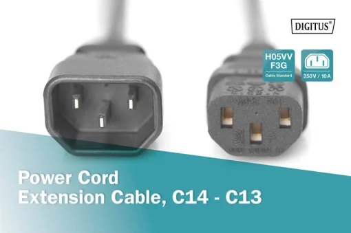 Кабель живлення DIGITUS C13 > C14, 1.2м, чорний