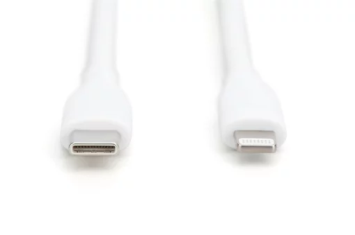 Кабель DIGITUS USB-C > Lightning заряджання/синхронізації, USB 2.0, 60W, силіконовий, 2м, білий