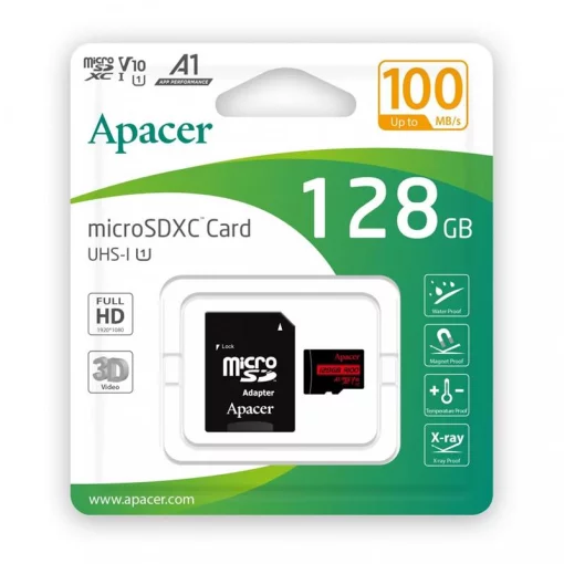 Карта пам'яті Apacer microSD 128GB C10 UHS-I R100MB/s + SD