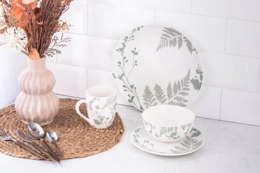 Чашка Ardesto Capri, 320мл, порцеляна, біло-зелений