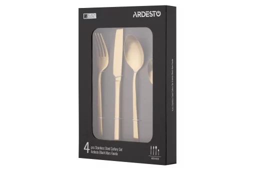 Набір столових приборів Ardesto Black Mars Favola, 4 прибори, нержавіюча сталь, золотий