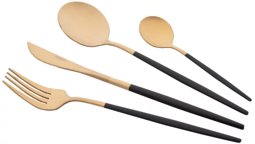 Набір столових приборів Ardesto Gemini Lecco, 4 прибори, нержавіюча сталь, золотисто-чорний