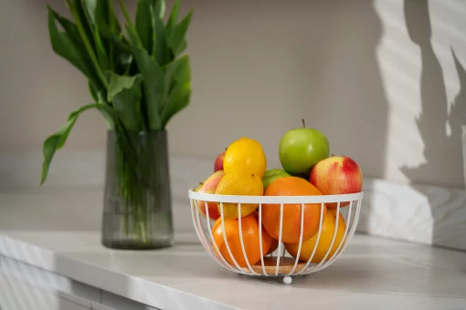 Кошик Ardesto Midori 25х25х13см, метал, дерево, білий