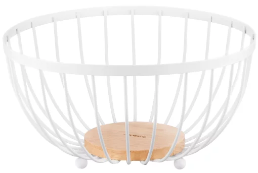 Кошик Ardesto Midori 25х25х13см, метал, дерево, білий