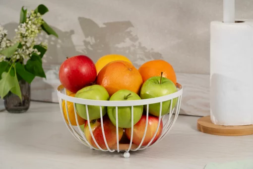 Кошик Ardesto Midori 25х25х13см, метал, дерево, білий