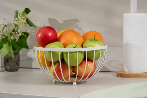 Кошик Ardesto Midori 25х25х13см, метал, дерево, білий