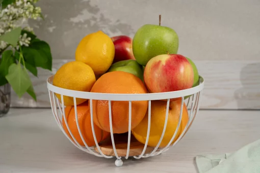 Кошик Ardesto Midori 25х25х13см, метал, дерево, білий