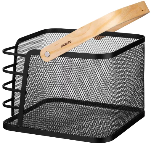 Кошик з ручкою Ardesto Midori 24х23.5х16.1см, метал, дерево, чорний