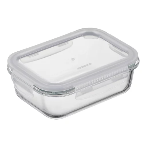 Контейнер для зберігання харчових продуктів Ardesto Gemini 0.66л, боросилікатне скло, пластик, прямокутний, прозорий
