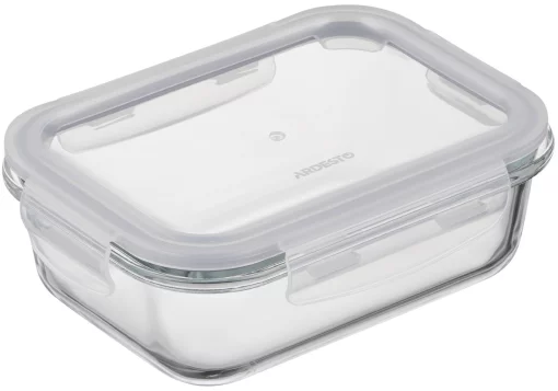 Контейнер для зберігання харчових продуктів Ardesto Gemini 0.66л, боросилікатне скло, пластик, прямокутний, прозорий