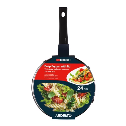 Сковорода глибока з кришкою Ardesto Gemini Gourmet Andria, 24см, алюміній, чорний