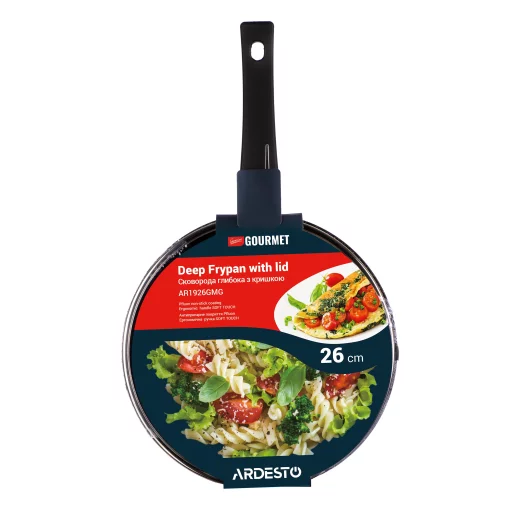 Сковорода глибока з кришкою Ardesto Gemini Gourmet Andria, 26см, алюміній, чорний