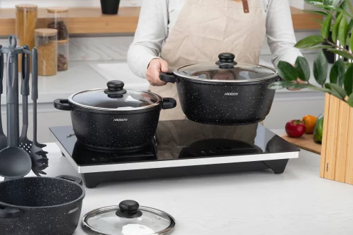Каструля зі скляною кришкою Ardesto Gemini Anzio, 2.5л, алюміній, чорний