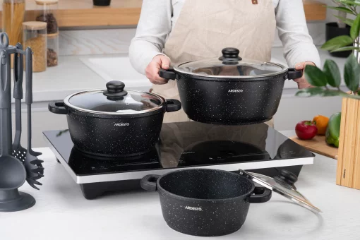 Каструля зі скляною кришкою Ardesto Gemini Anzio, 2.5л, алюміній, чорний