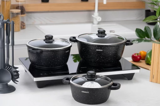 Каструля зі скляною кришкою Ardesto Gemini Anzio, 2.5л, алюміній, чорний