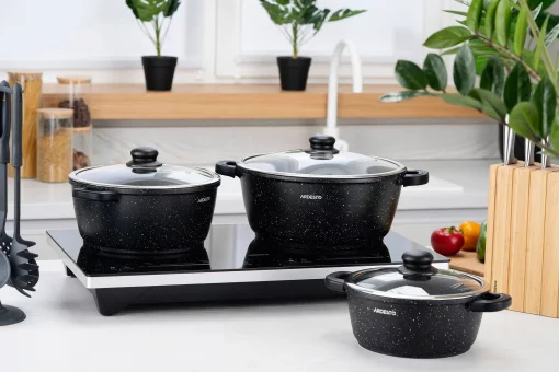 Каструля зі скляною кришкою Ardesto Gemini Anzio, 2.5л, алюміній, чорний