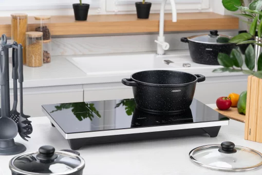 Каструля зі скляною кришкою Ardesto Gemini Anzio, 2.5л, алюміній, чорний