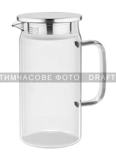 Глечик з кришкою Ardesto 1200мл, боросилікатне скло, нержавіюча сталь, прозорий