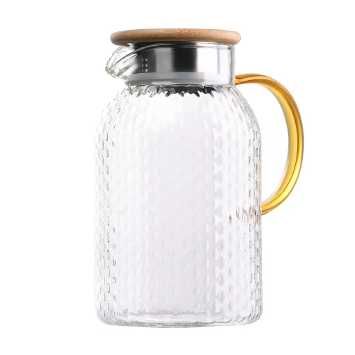 Глечик з кришкою Ardesto Dew 1500мл, боросилікатне скло, нержавіюча сталь, бамбук, прозорий