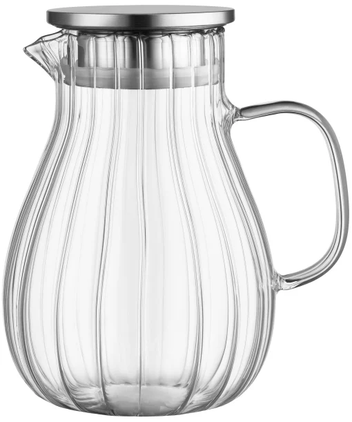 Глечик з кришкою Ardesto Iceberg, 1500мл, боросилікатне скло, нержавіюча сталь, прозорий