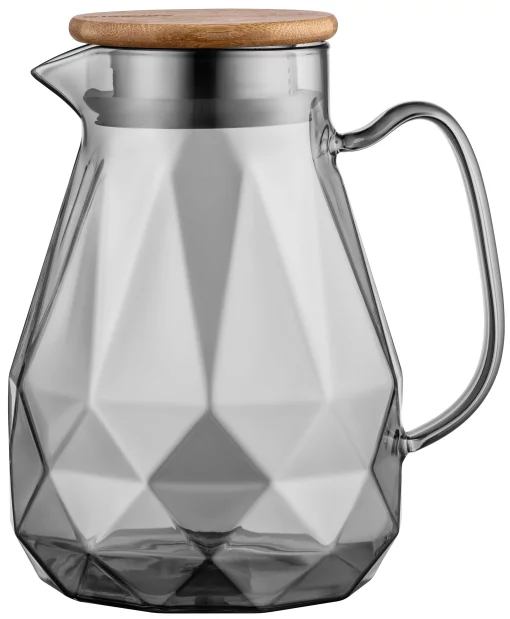 Глечик з кришкою Ardesto Graphite, 1500мл, боросилікатне скло, бамбук, нержавіюча сталь, сірий