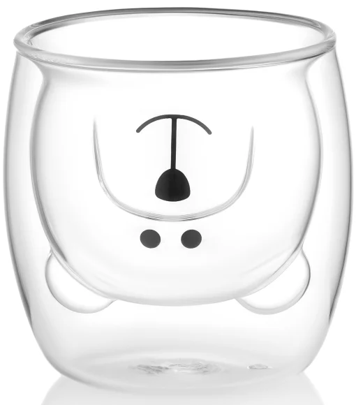 Набір чашок з подвійними стінками Ardesto Animals, 250мл, 2шт, боросилікатне скло, прозорий