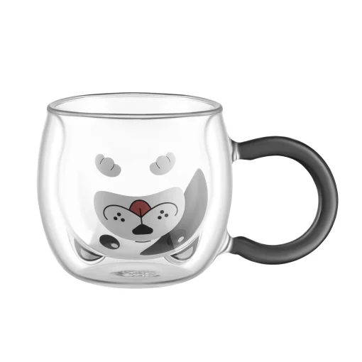 Набір чашок з подвійними стінками Ardesto Animals 280мл, 2шт, боросилікатне скло, прозорий