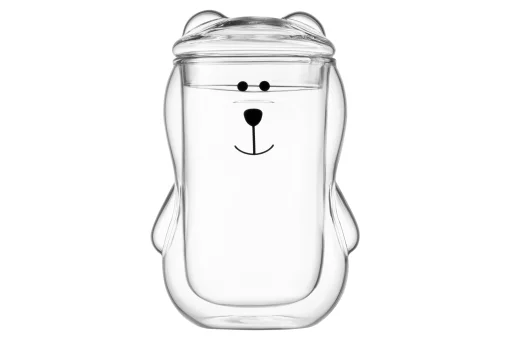 Набір чашок з кришкою з подвійними стінками Ardesto Animals, 300мл, 2шт, боросилікатне скло, прозорий