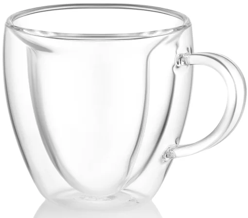 Набір чашок з ручками і подвійними стінками Ardesto, 330мл, 2шт, боросилікатне скло, прозорий