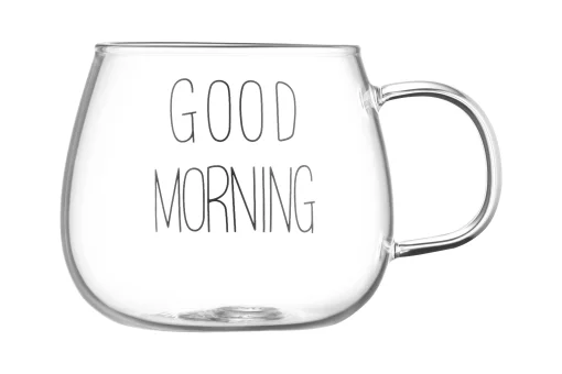 Набір чашок з ручками Ardesto Good Morning, 350мл, 2шт, боросилікатне скло, прозорий