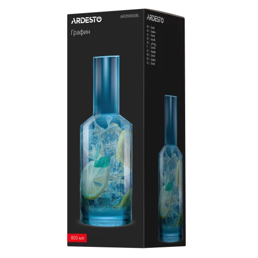 Графин Ardesto 800мл, боросилікатне скло, блакитний