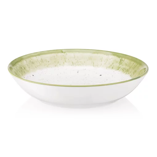 Тарілка супова Ardesto Siena, 20см, порцеляна, біло-зелений