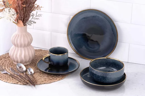 Тарілка обідня Ardesto Andria, 25.7см, кераміка, синьо-сірий