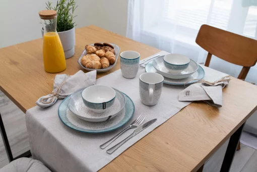 Тарілка обідня Ardesto Siena, 27см, порцеляна, біло-блакитний