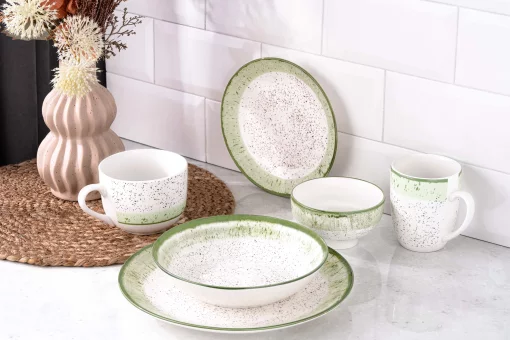 Чашка Ardesto Siena, 500мл, порцеляна, біло-зелений