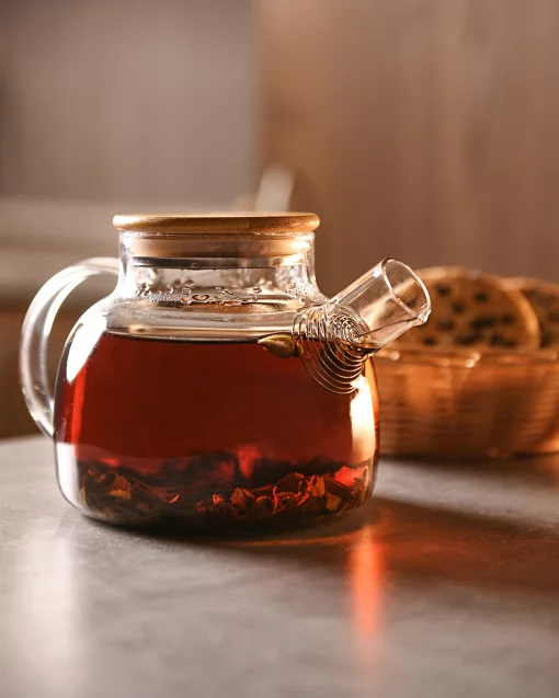 Заварник Ardesto Gemini 600мл, боросилікатне скло, бамбук, прозорий