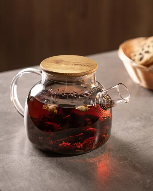 Заварник Ardesto Gemini 600мл, боросилікатне скло, бамбук, прозорий