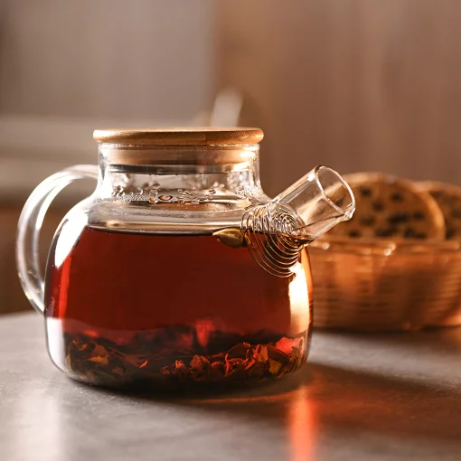 Заварник Ardesto Gemini 600мл, боросилікатне скло, бамбук, прозорий