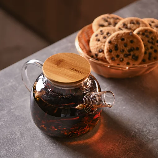 Заварник Ardesto Gemini 600мл, боросилікатне скло, бамбук, прозорий