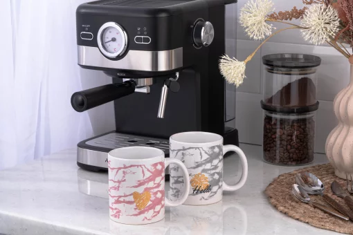 Чашка Ardesto Hello, 330мл, кераміка, біло-рожевий