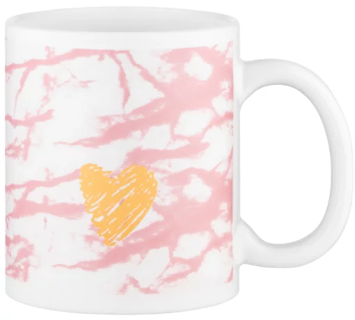 Чашка Ardesto Hello, 330мл, кераміка, біло-рожевий