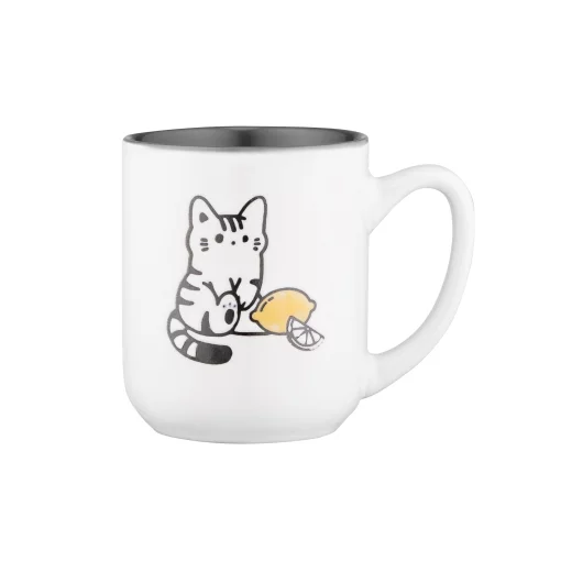 Чашка Ardesto Cat, 380мл, кераміка, біло-сірий