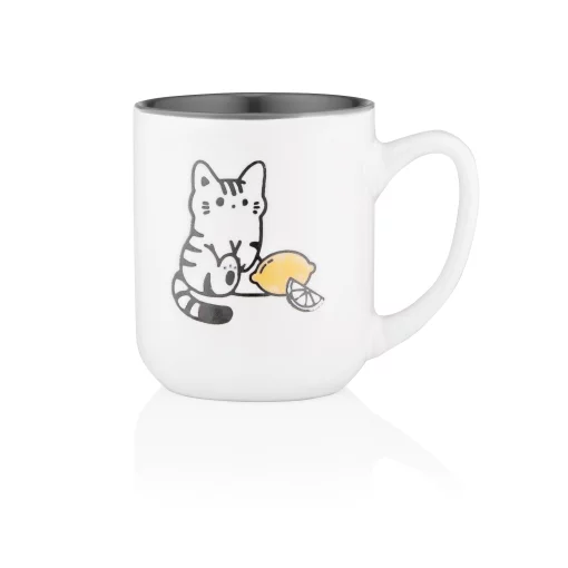 Чашка Ardesto Cat, 380мл, кераміка, біло-сірий