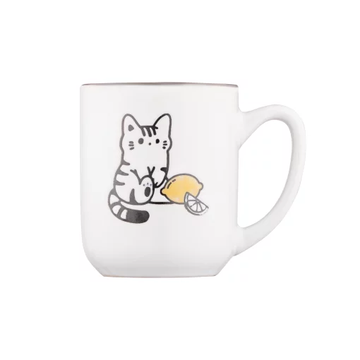 Чашка Ardesto Cat, 380мл, кераміка, біло-сірий