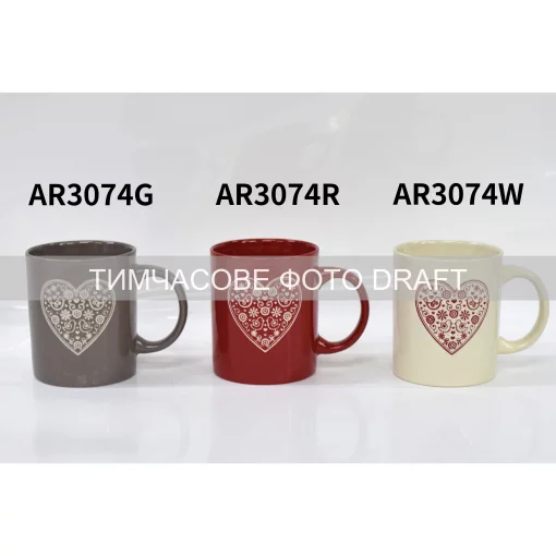 Чашка Ardesto Heart, 320мл, кераміка, білий