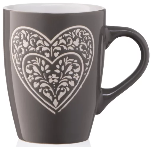 Чашка Ardesto  Heart, 330мл, кераміка, сірий темний